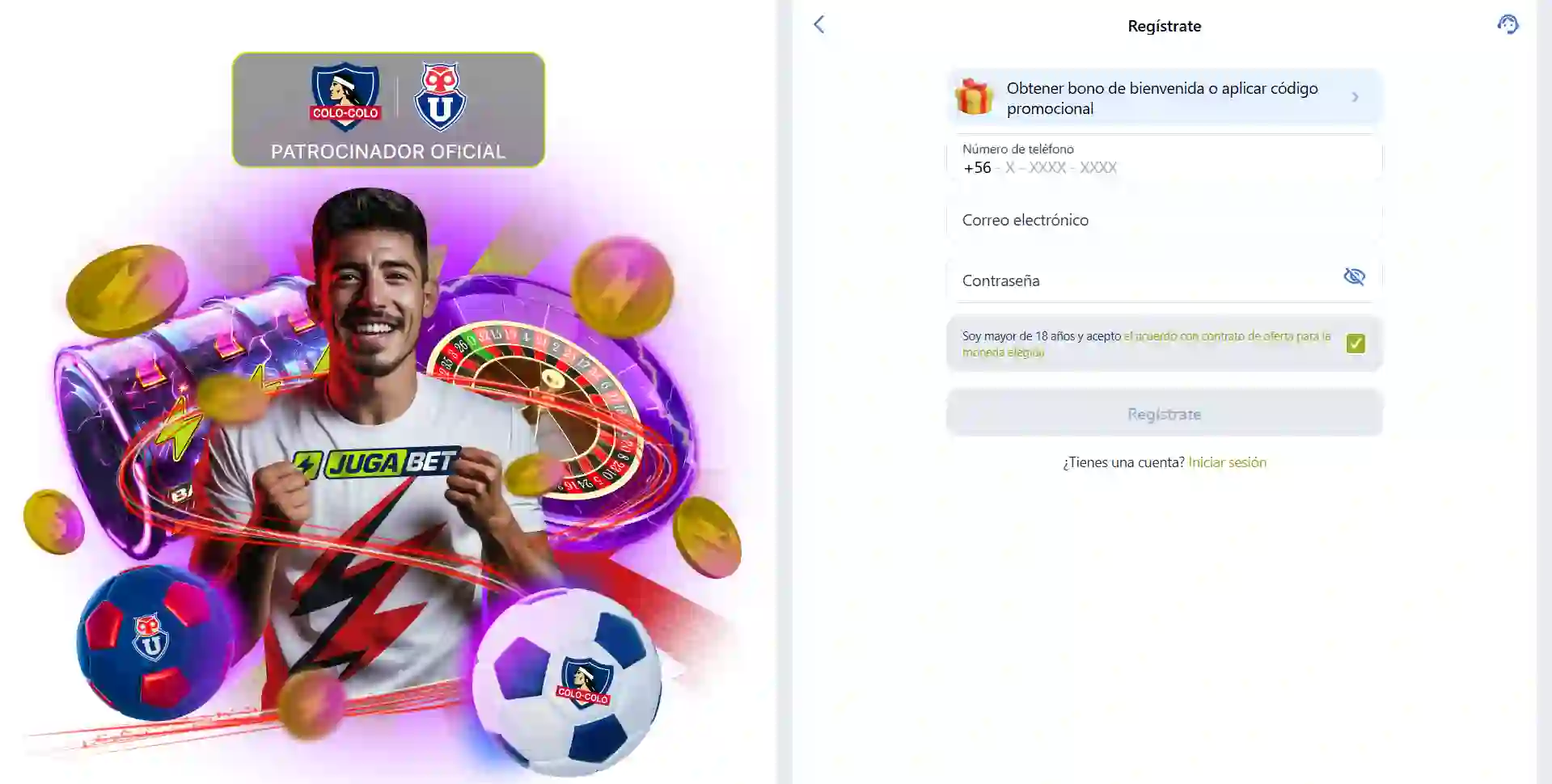 Registro en Jugabet Casino